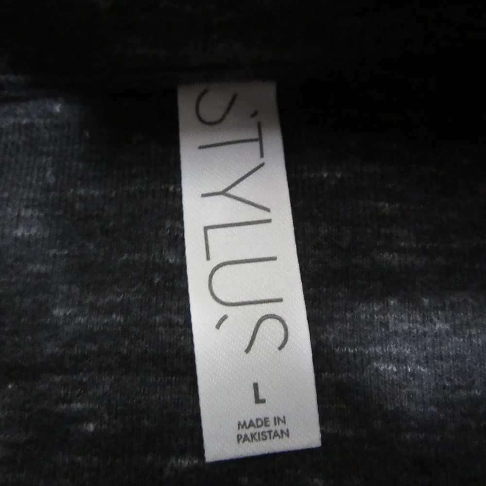 Stylus Mens 1/4 Zip Sweater L Gray Heather Mock Neck‎ Pullover Pocket